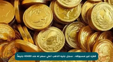 قفزة غير مسبوقة.. سجل جنيه الذهب أعلى سعر له عند 40480 جنيهاً